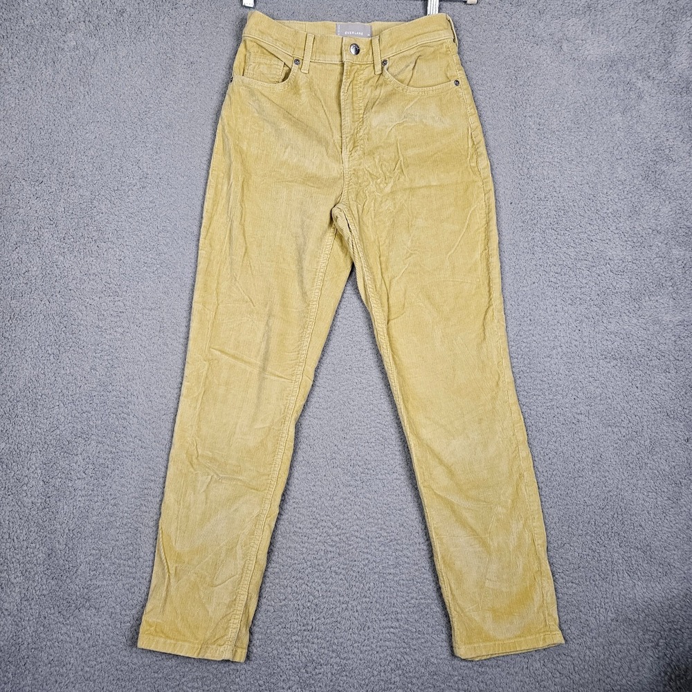 Everlane Women's Yellow Corduroy Mid-Rise Pants Size 26